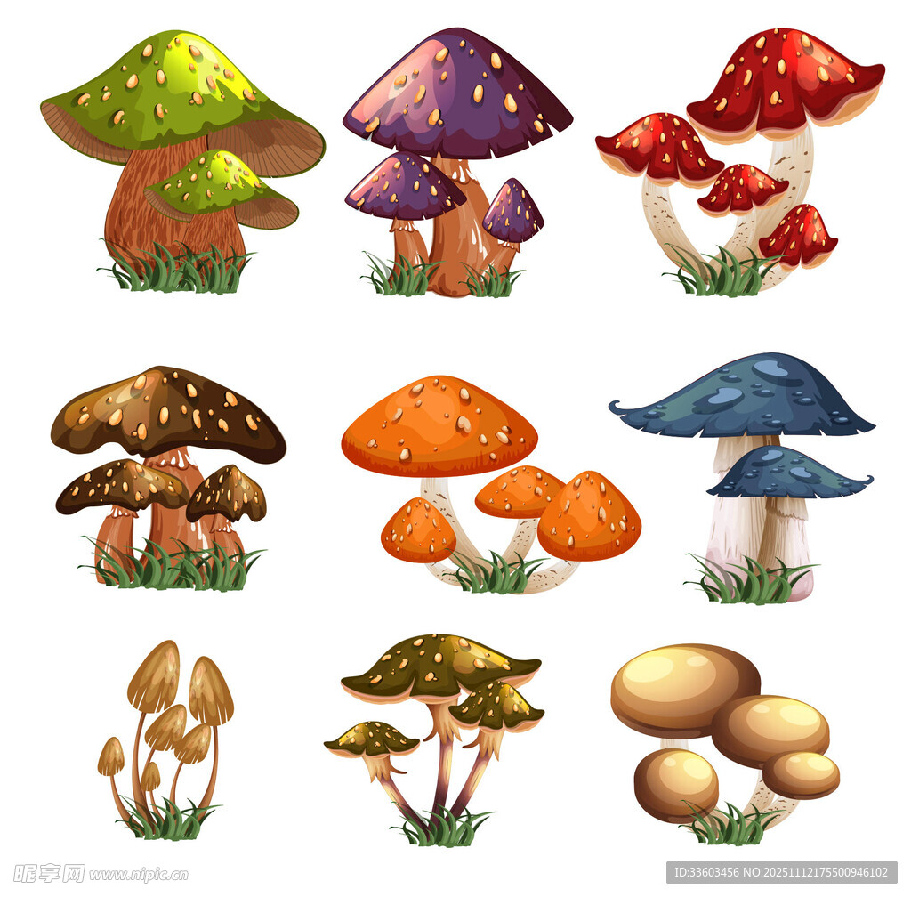 多彩蘑菇插画集合