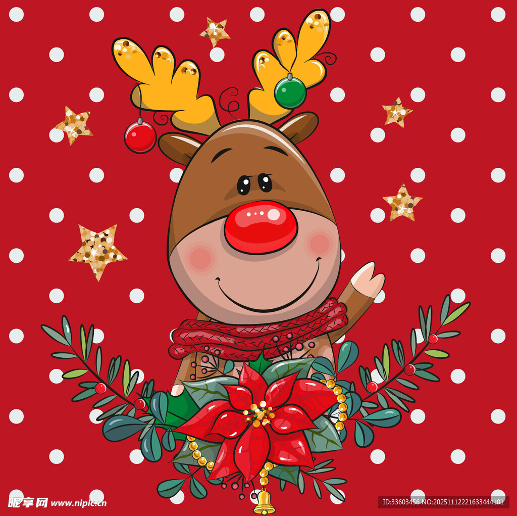 圣诞驯鹿插画