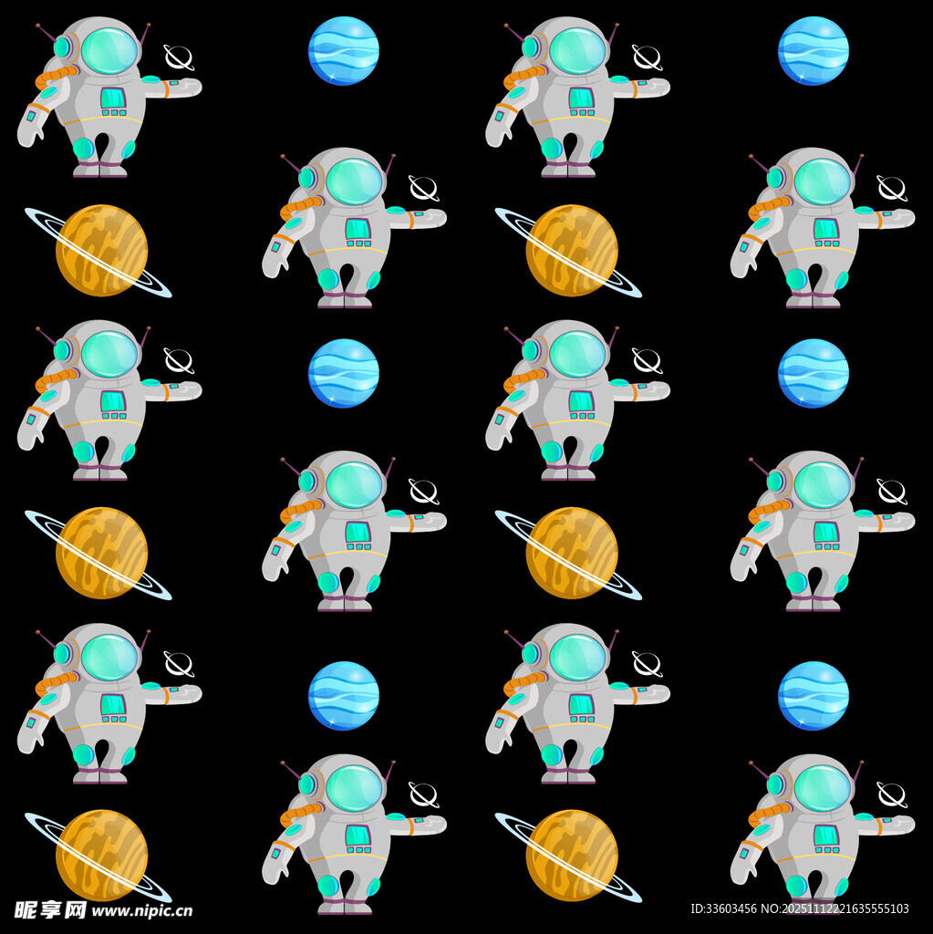 太空宇航员与星球图案背景