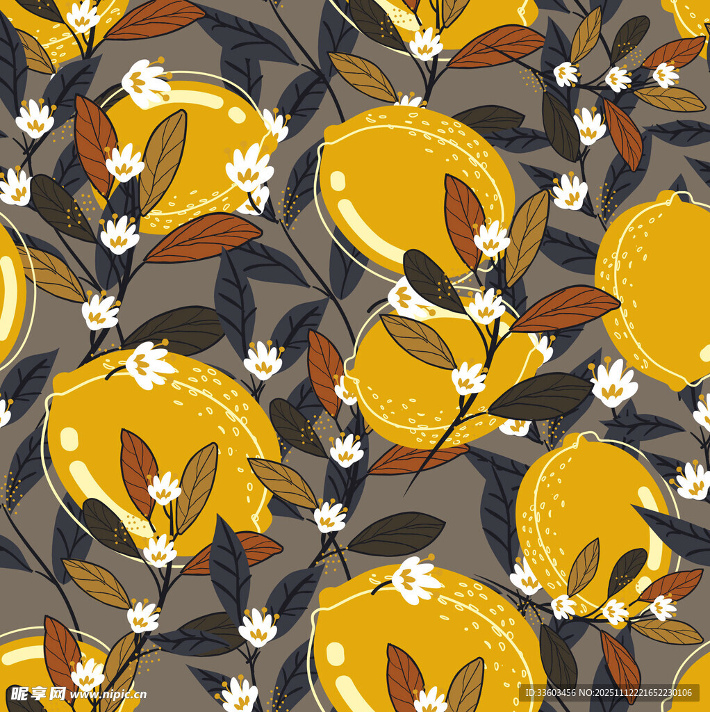 柑橘花卉图案背景纹理