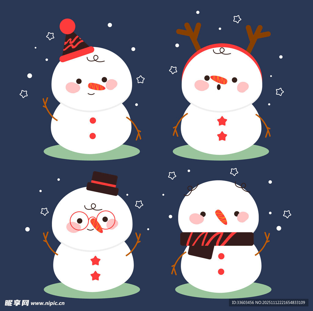 可爱雪人插画集合