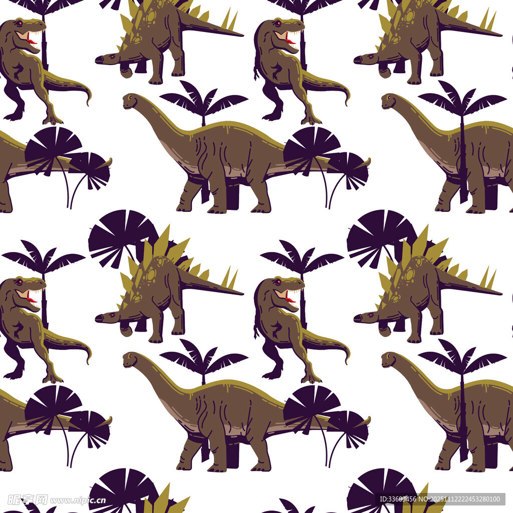 恐龙图案无缝背景设计
