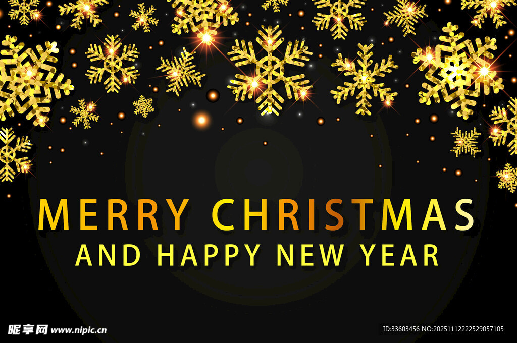 圣诞新年主题金色雪花背景