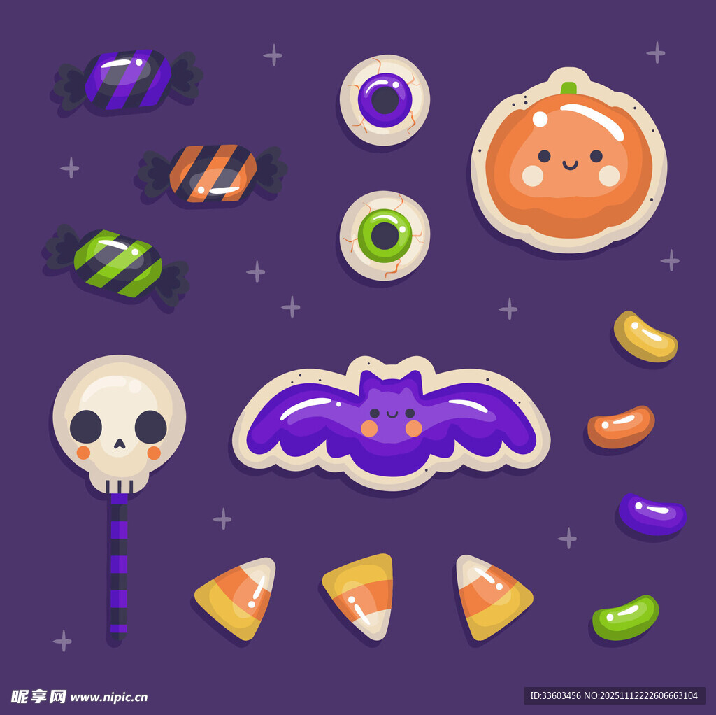 万圣节糖果与装饰元素