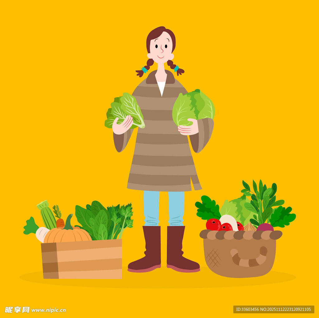 农夫展示新鲜蔬菜