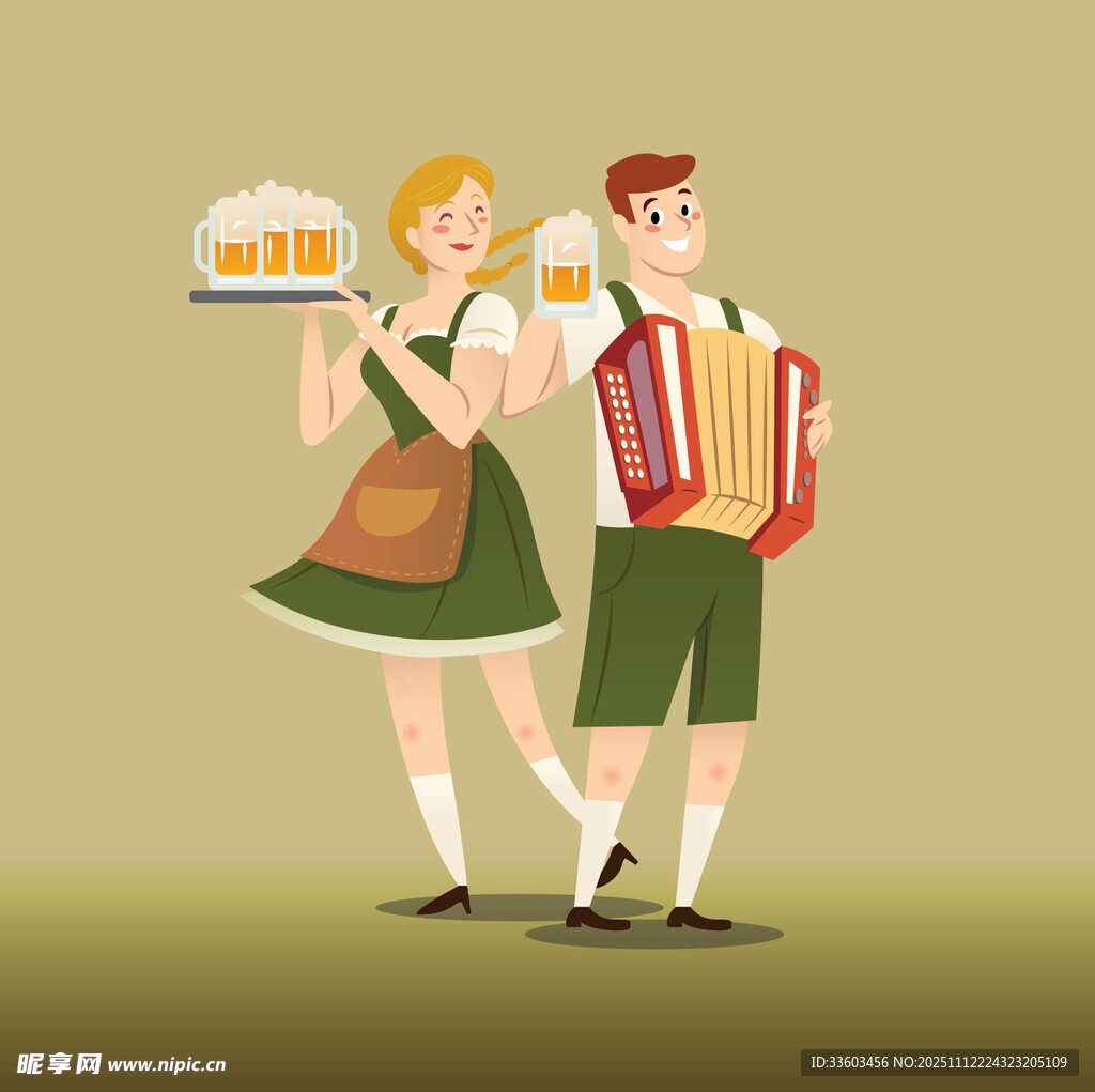 巴伐利亚风情的啤酒节人物