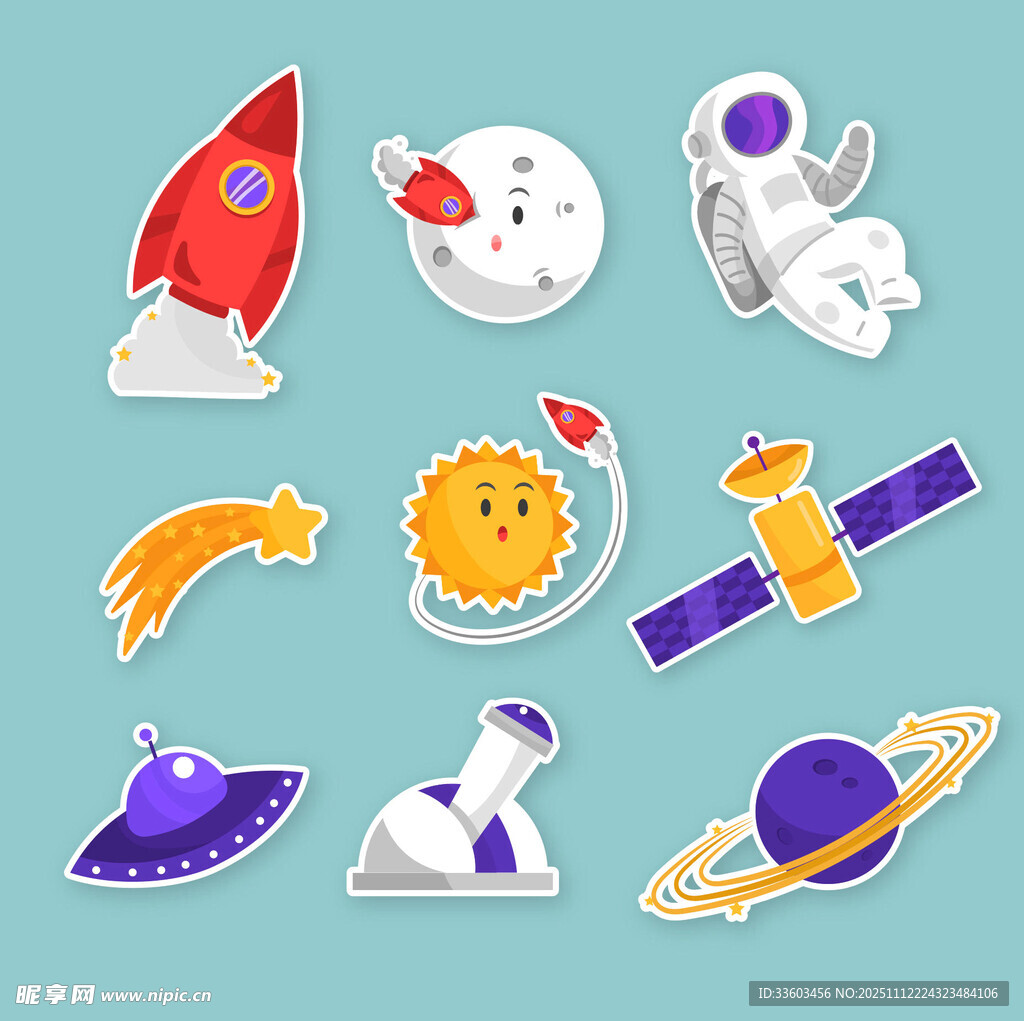 太空主题卡通贴纸