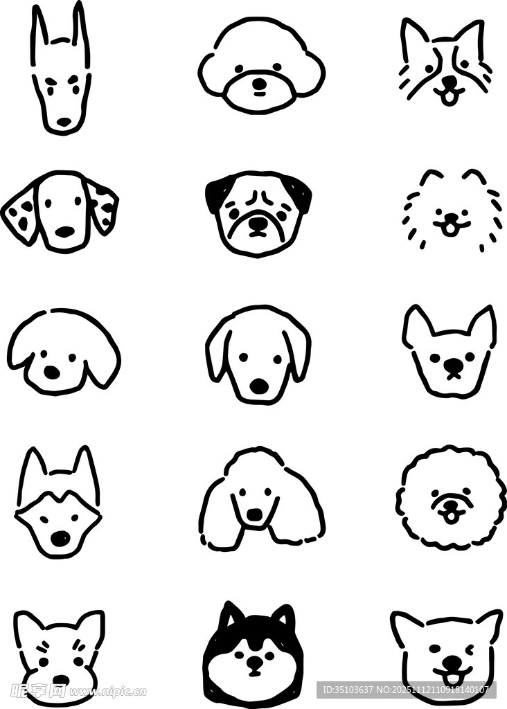 可爱动物头像简笔画