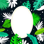 热带植物环绕的空白画框