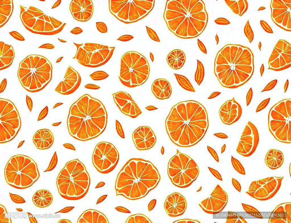 橙子 切片 水果 图案