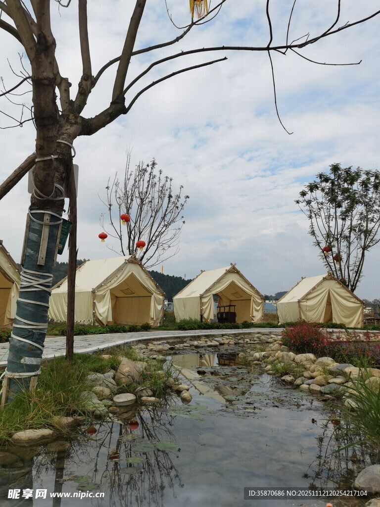 乡村水边景致宁静美好