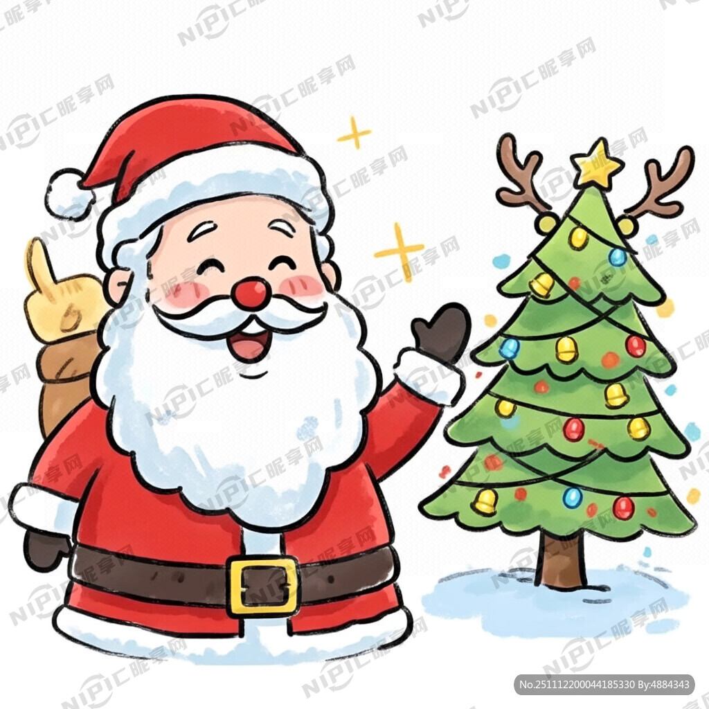 卡通圣诞4款 圣诞老人 圣诞树