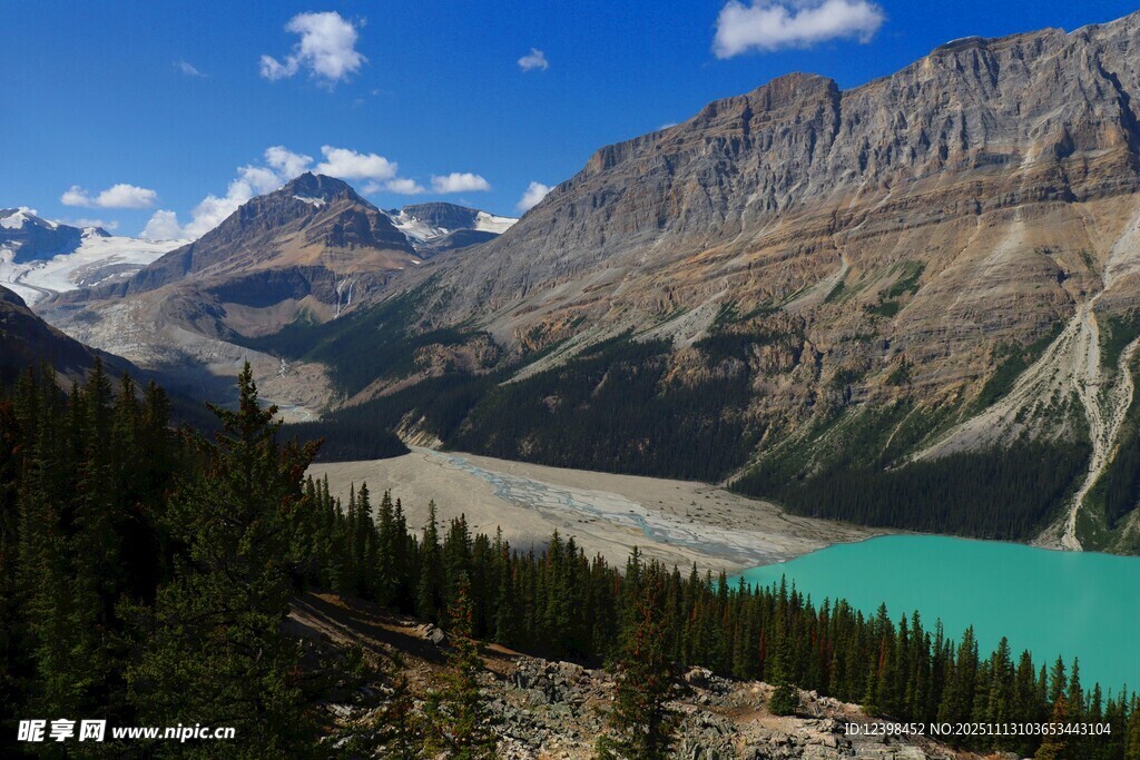 高山蓝湖壮丽自然景观