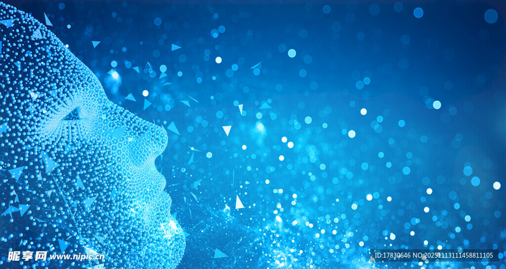 梦幻蓝色粒子人脸图像