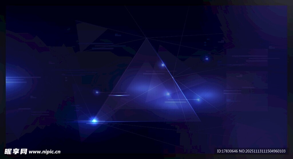 梦幻蓝色三角光影场景