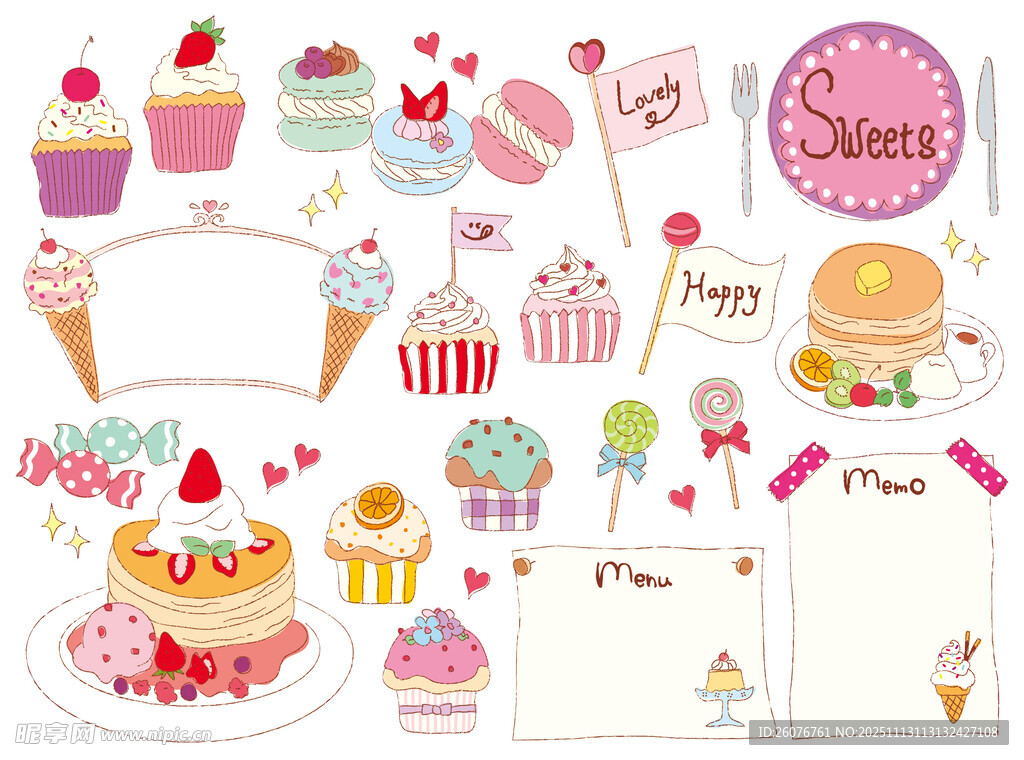 可爱甜点装饰元素集合