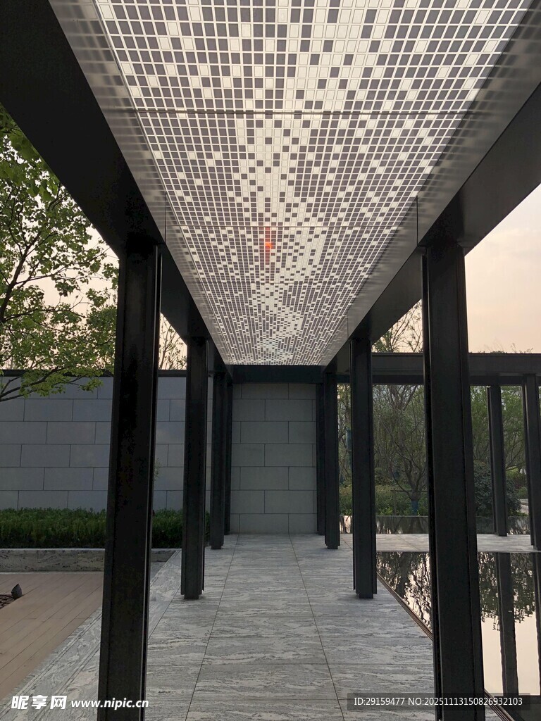 现代户外镂空廊架设计