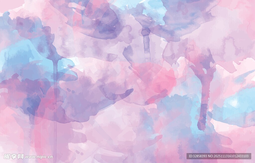 梦幻粉蓝水彩抽象背景图
