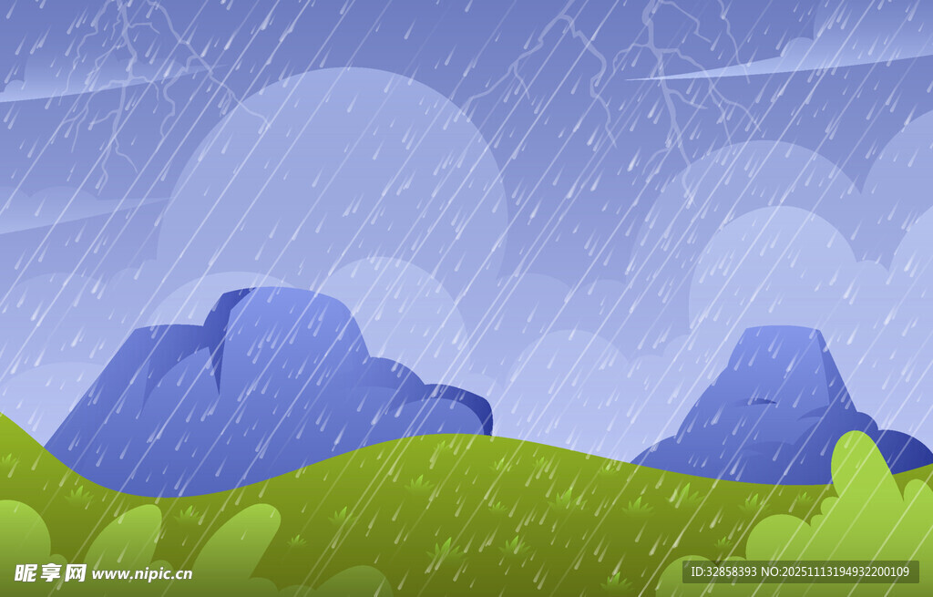 山间雨景清新自然风光