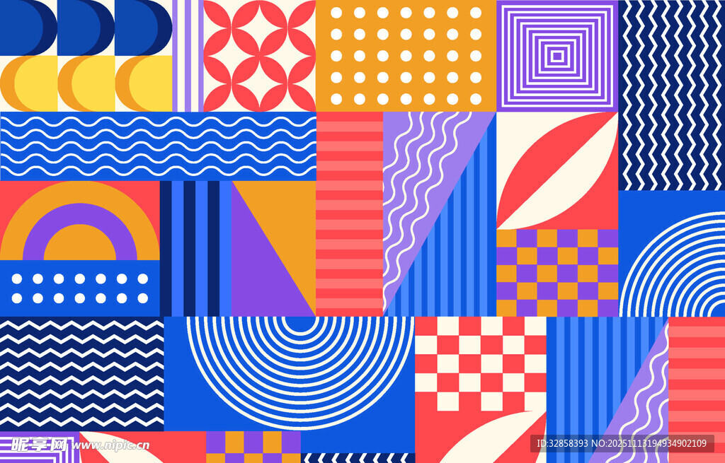 多彩几何图案抽象艺术画面