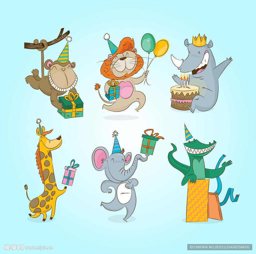 欢乐动物派对庆祝场景