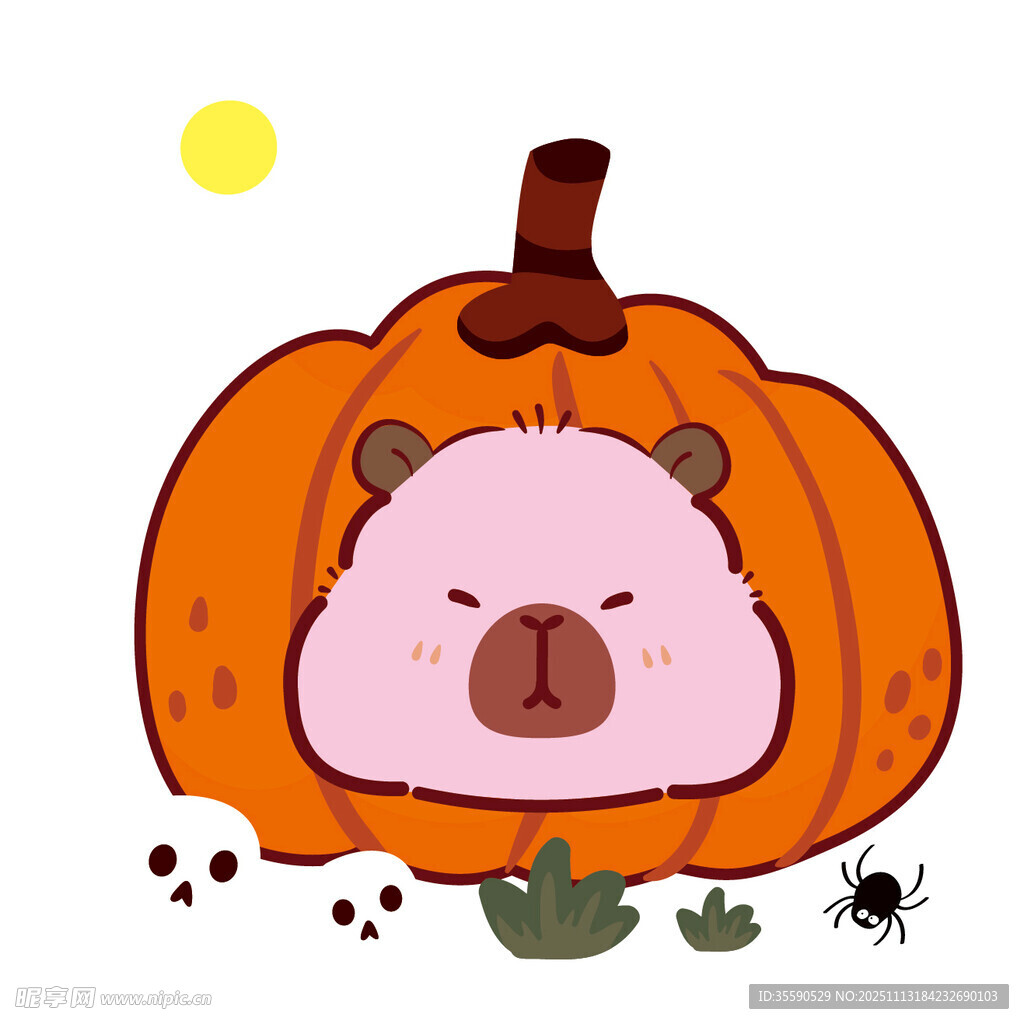 南瓜里的可爱卡皮巴拉