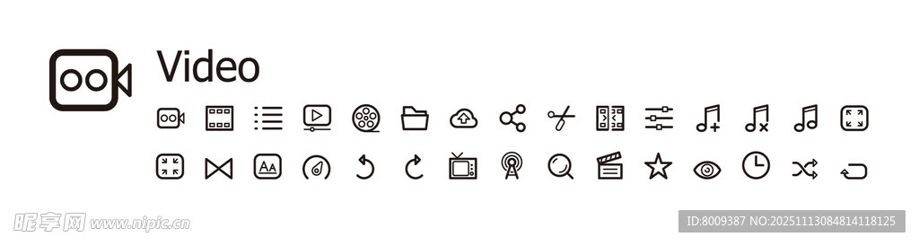 视频音频简约图标