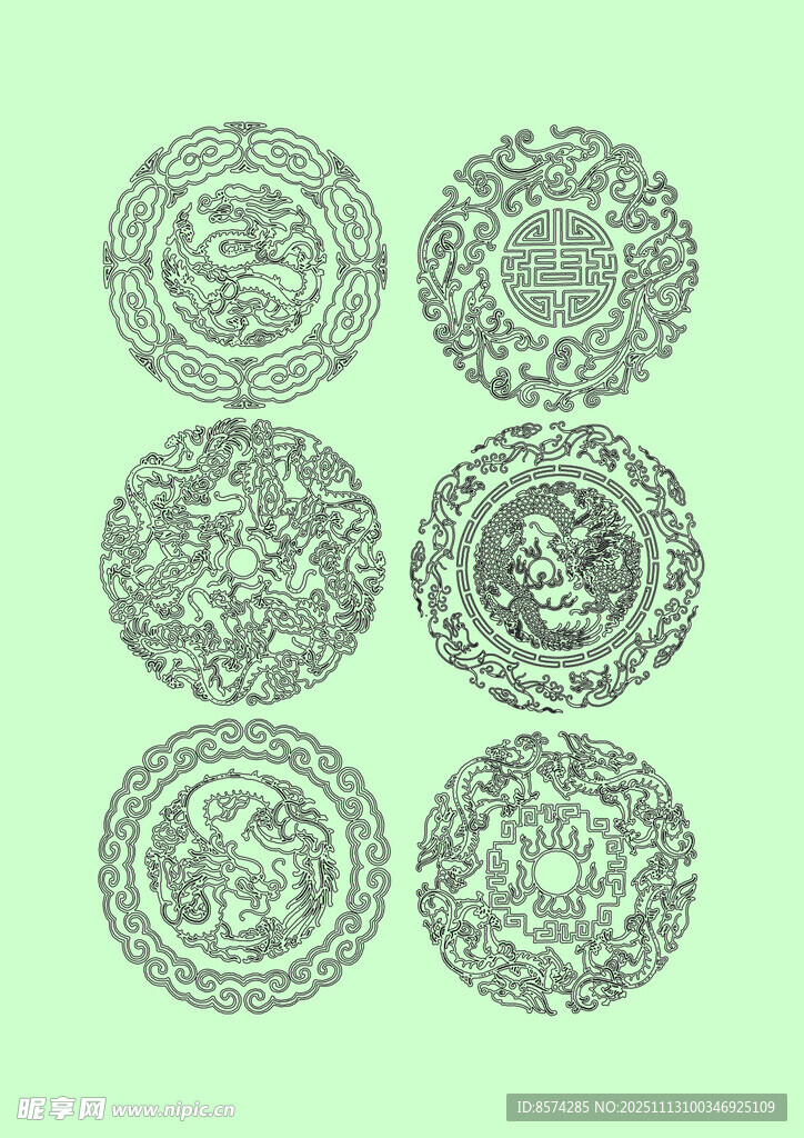 复古圆形花纹图案设计