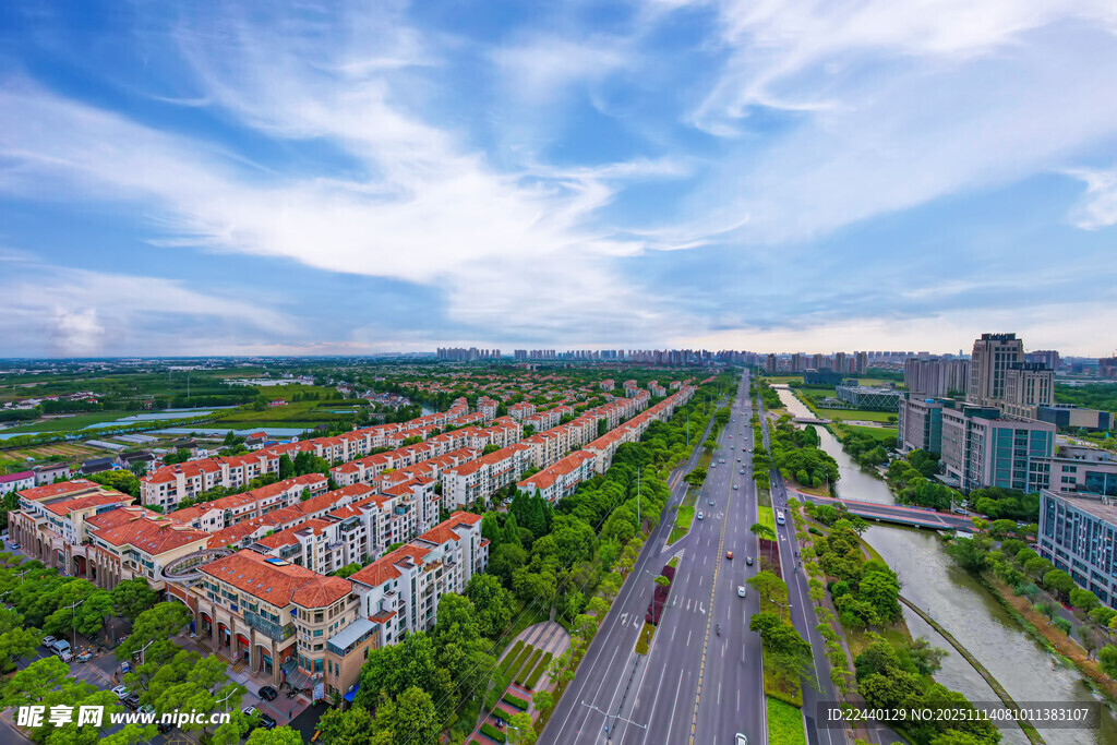 城市住宅区与道路景观