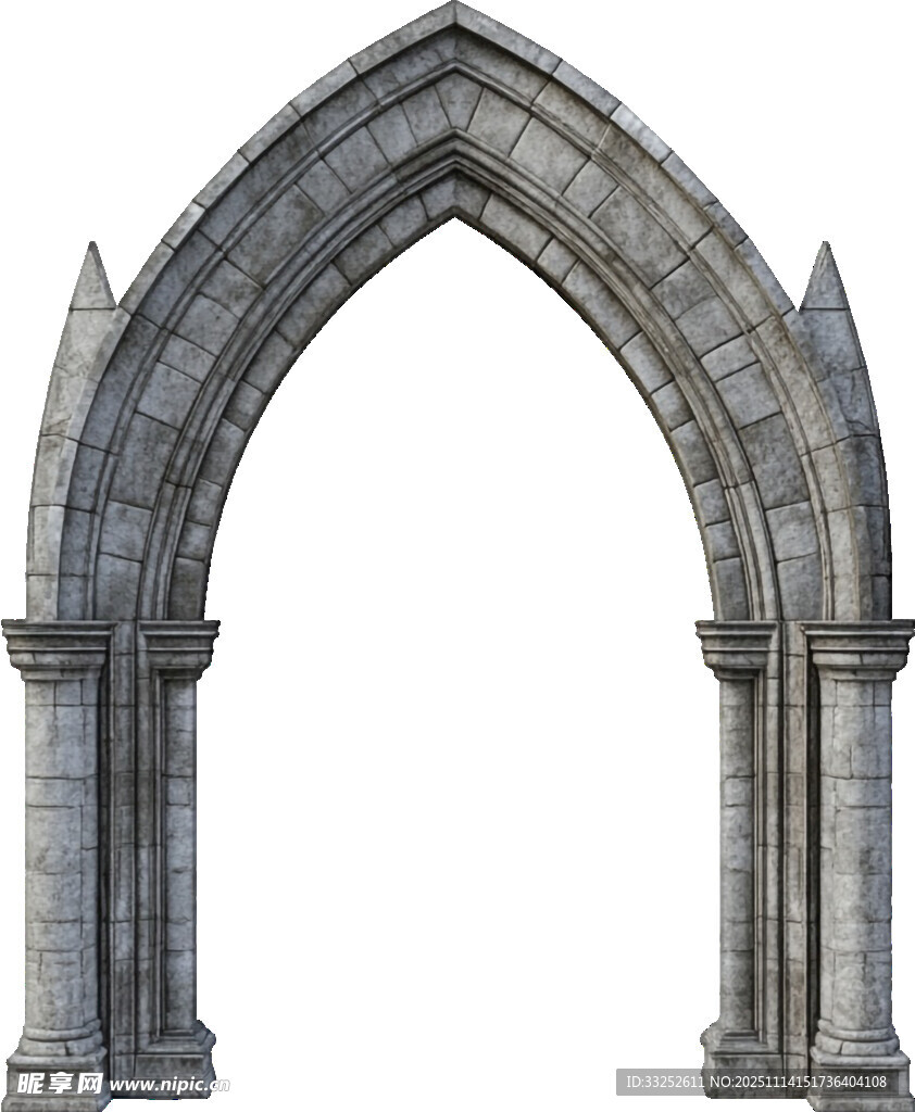 哥特式石拱门建筑模型
