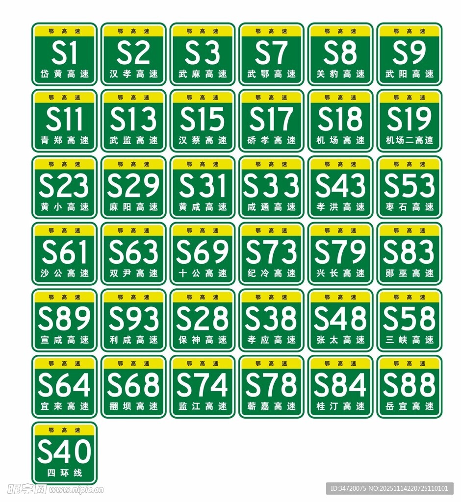 湖北高速公路编号路牌