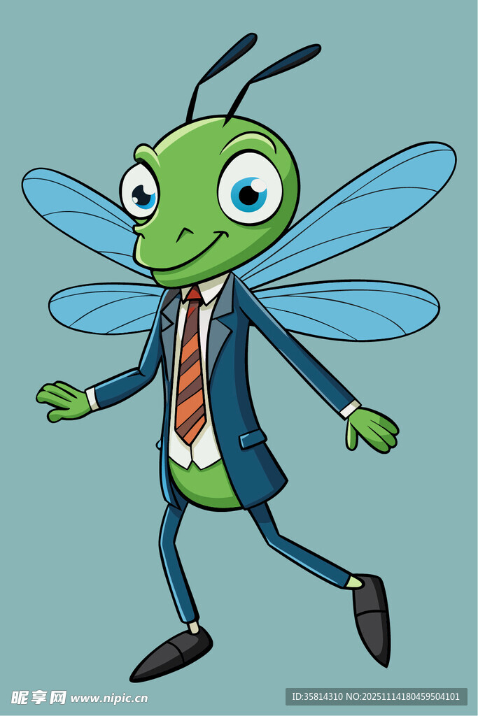 穿西装的卡通蜻蜓形象