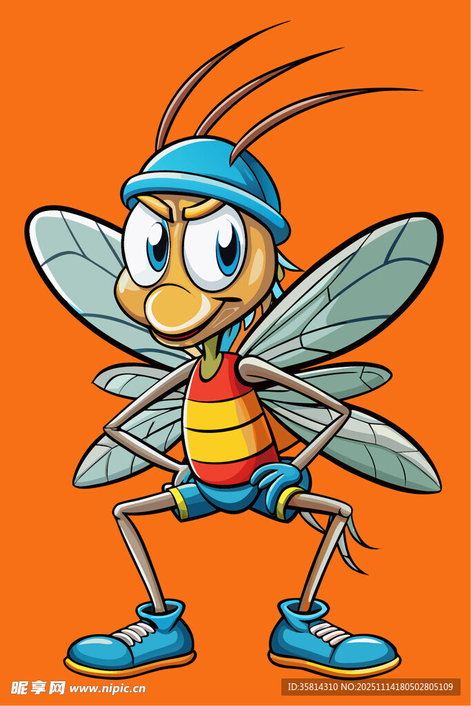 卡通蚊子运动员形象