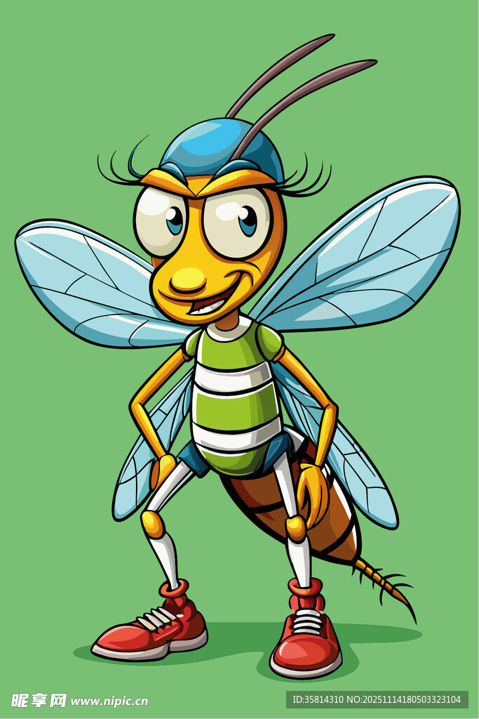 运动风卡通蚊子形象