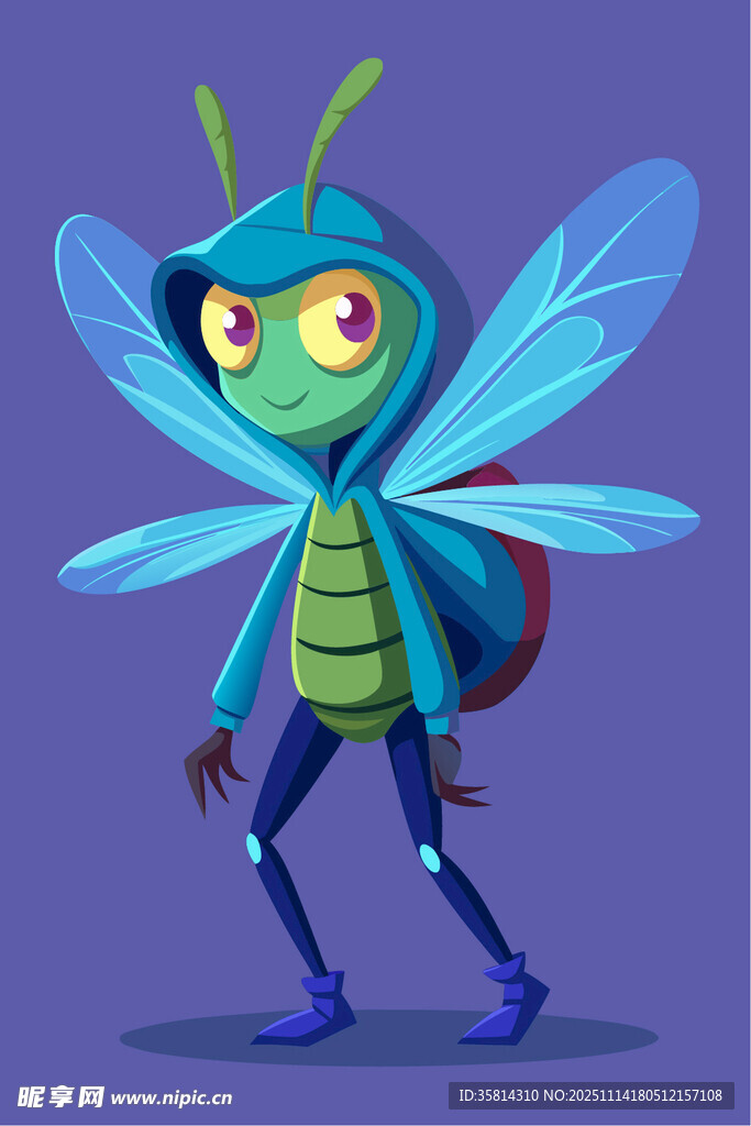 卡通造型的绿色昆虫角色