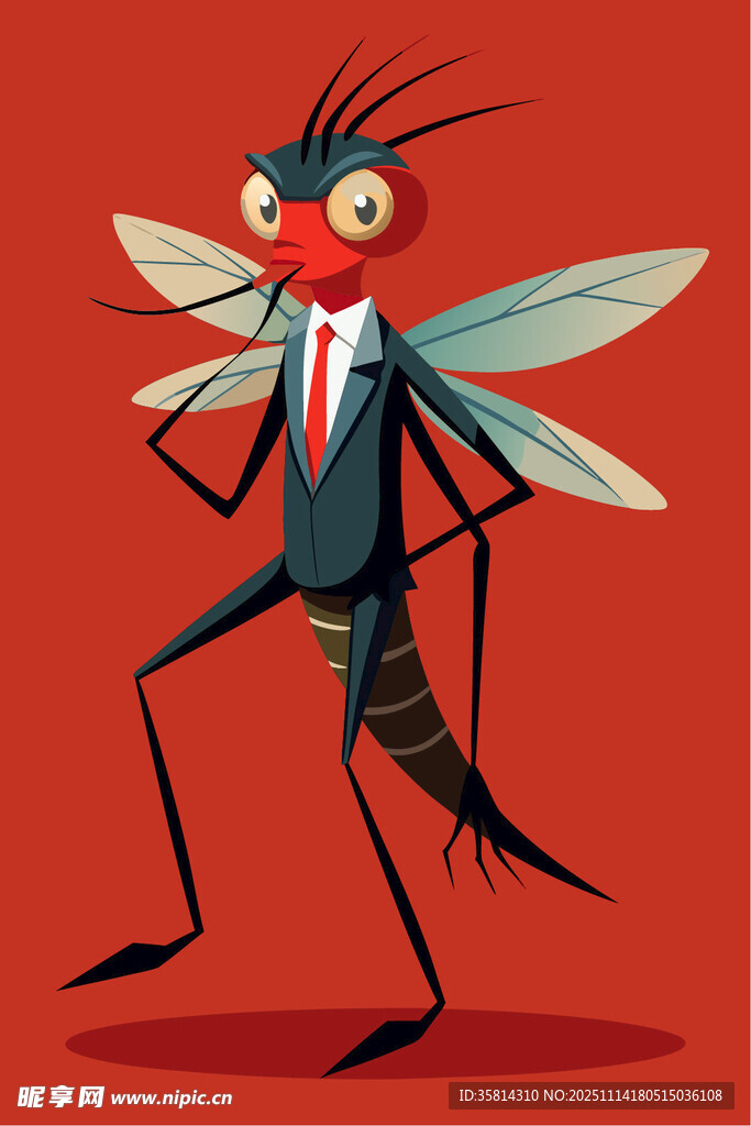 西装蚊子独特卡通形象