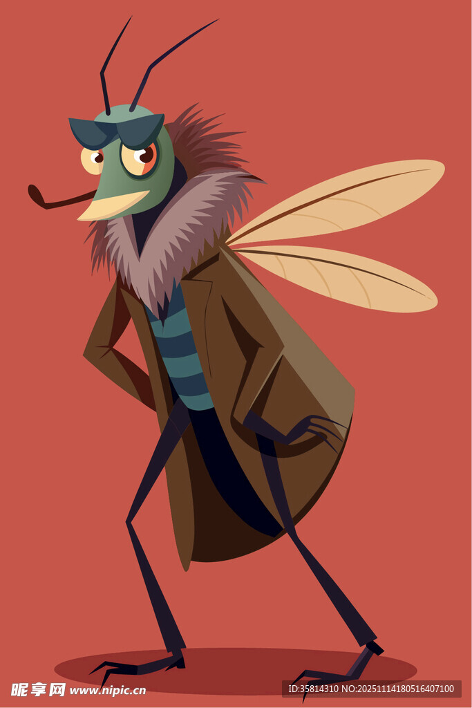 时尚造型的拟人化蚊子
