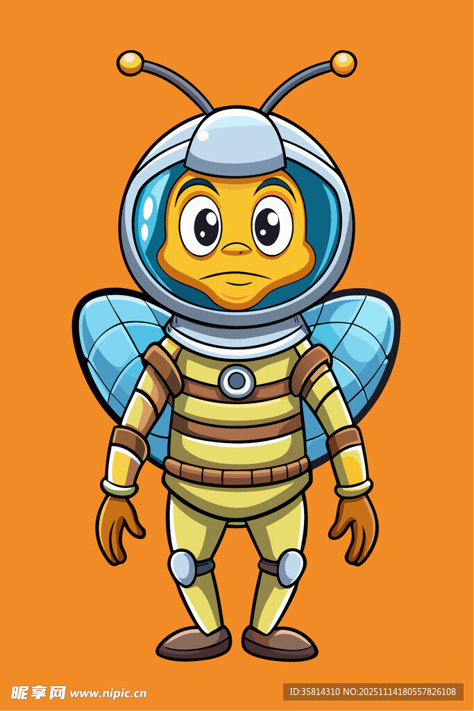 可爱卡通蜜蜂宇航员形象