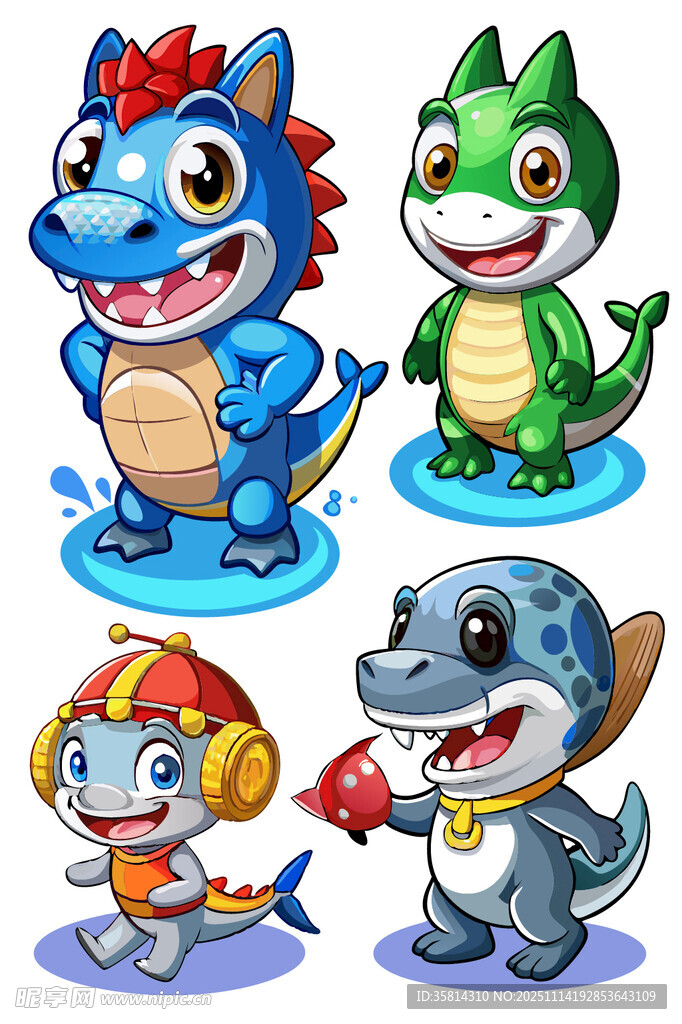 可爱卡通恐龙形象集合