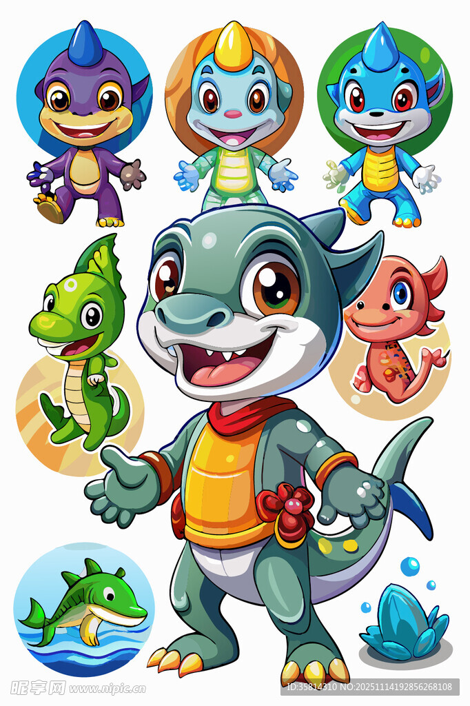 可爱恐龙卡通形象集合