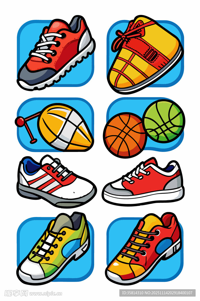 多彩运动装备图标集合