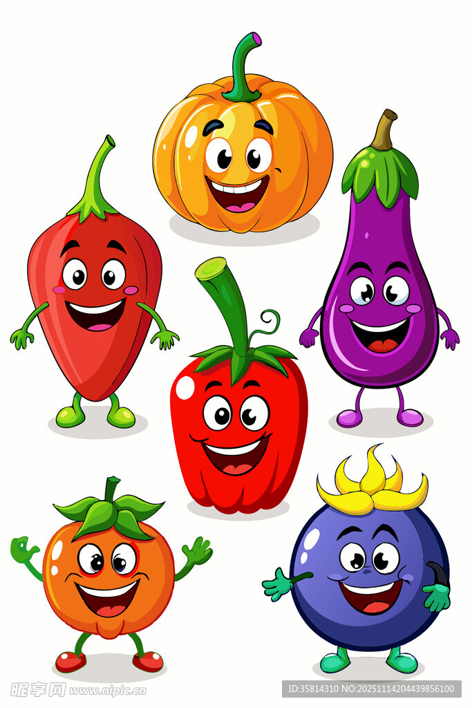 可爱蔬菜卡通形象集合