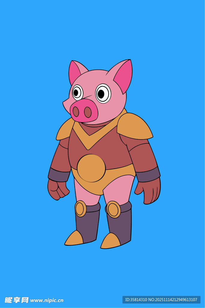穿盔甲的卡通小猪形象