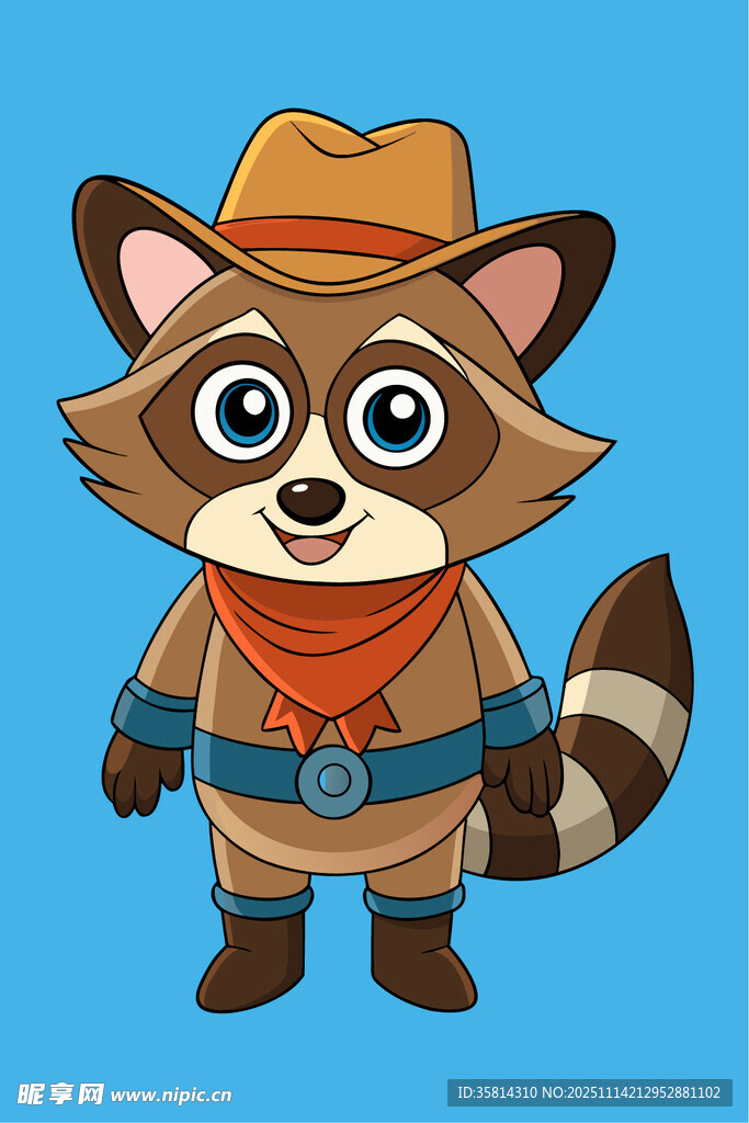 戴帽浣熊卡通形象