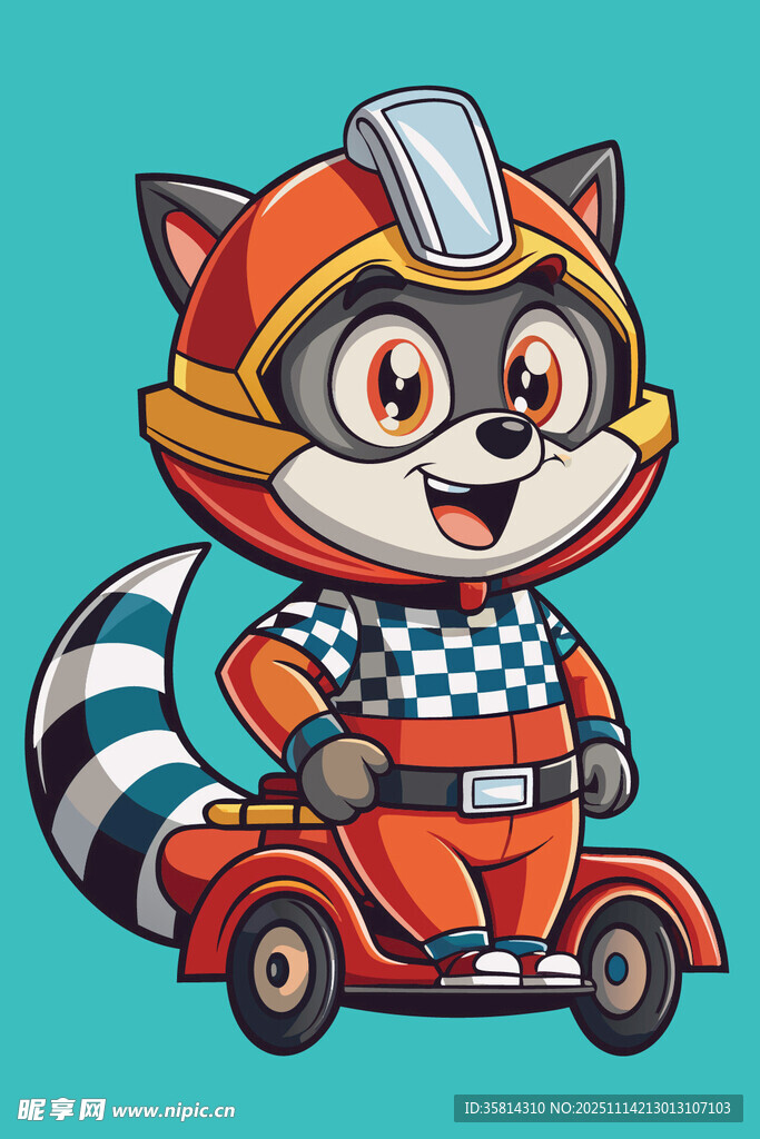 浣熊赛车手驾驶酷炫小车