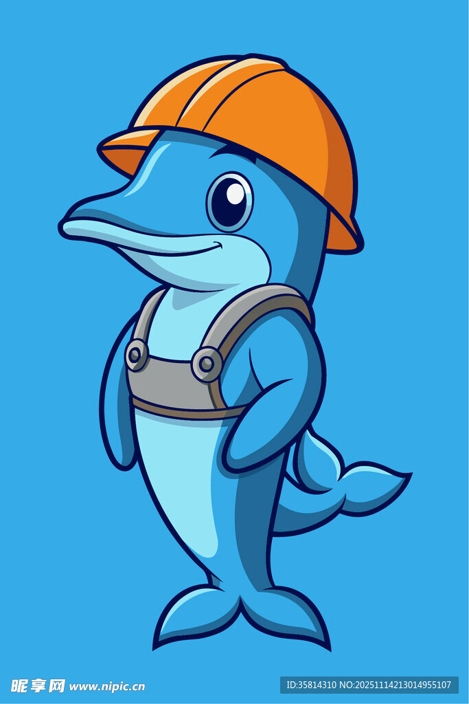 戴安全帽的可爱海豚