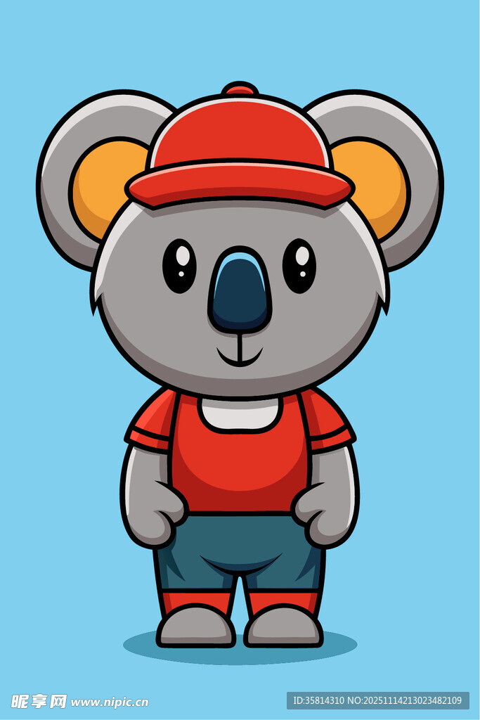 戴红帽的卡通考拉形象