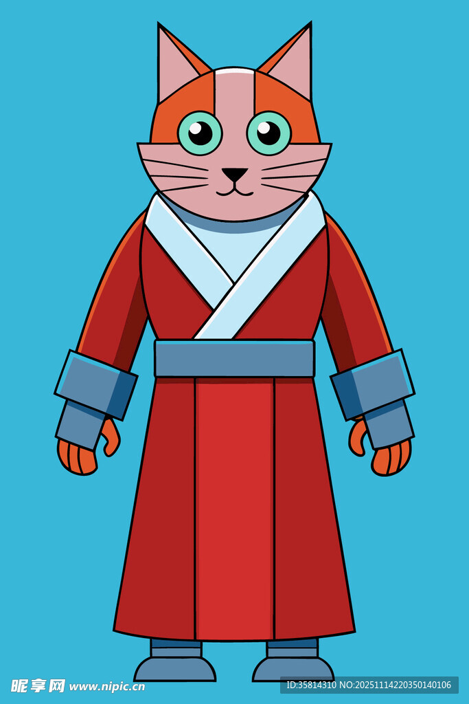 穿红衣的卡通猫咪形象