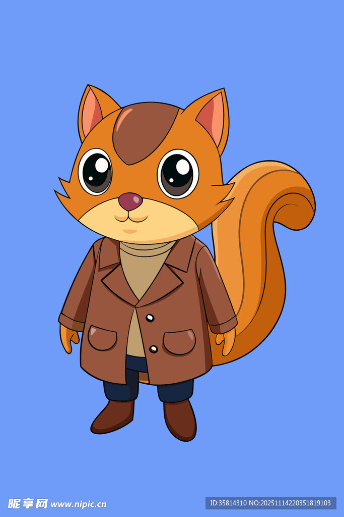 穿风衣的可爱松鼠形象