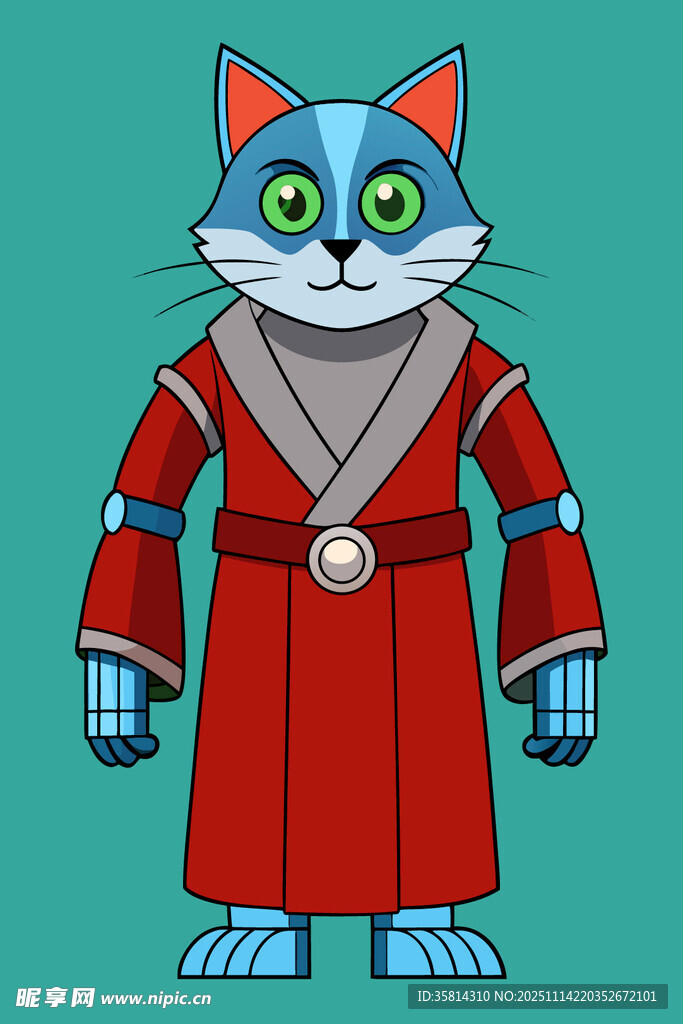 猫形机器人红色服饰装扮